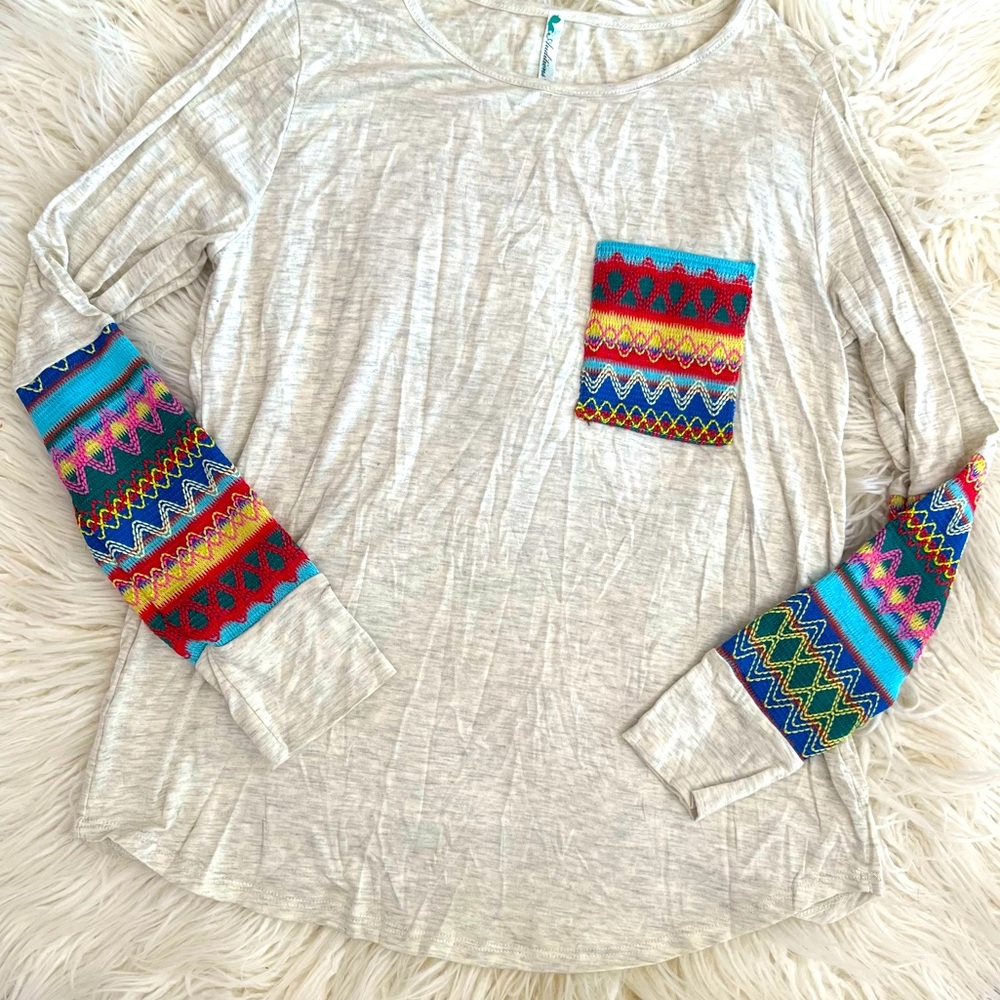 GUC Colorful Hobo Aztec Long Sleeve Shirt Sz S